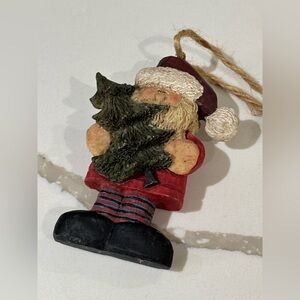 Santa Claus Christmas Tree Holiday Ornament - Red and Green